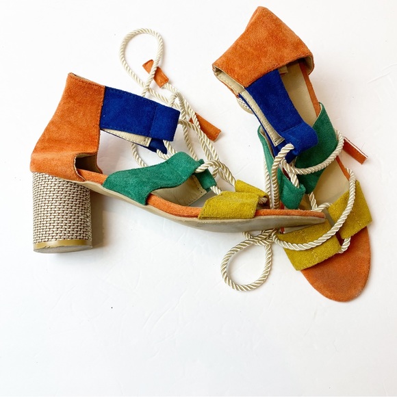 Fashion | Multi-Colored Rope Lace Up Round Heel Sandals in like new condition. - Picture 6 of 7